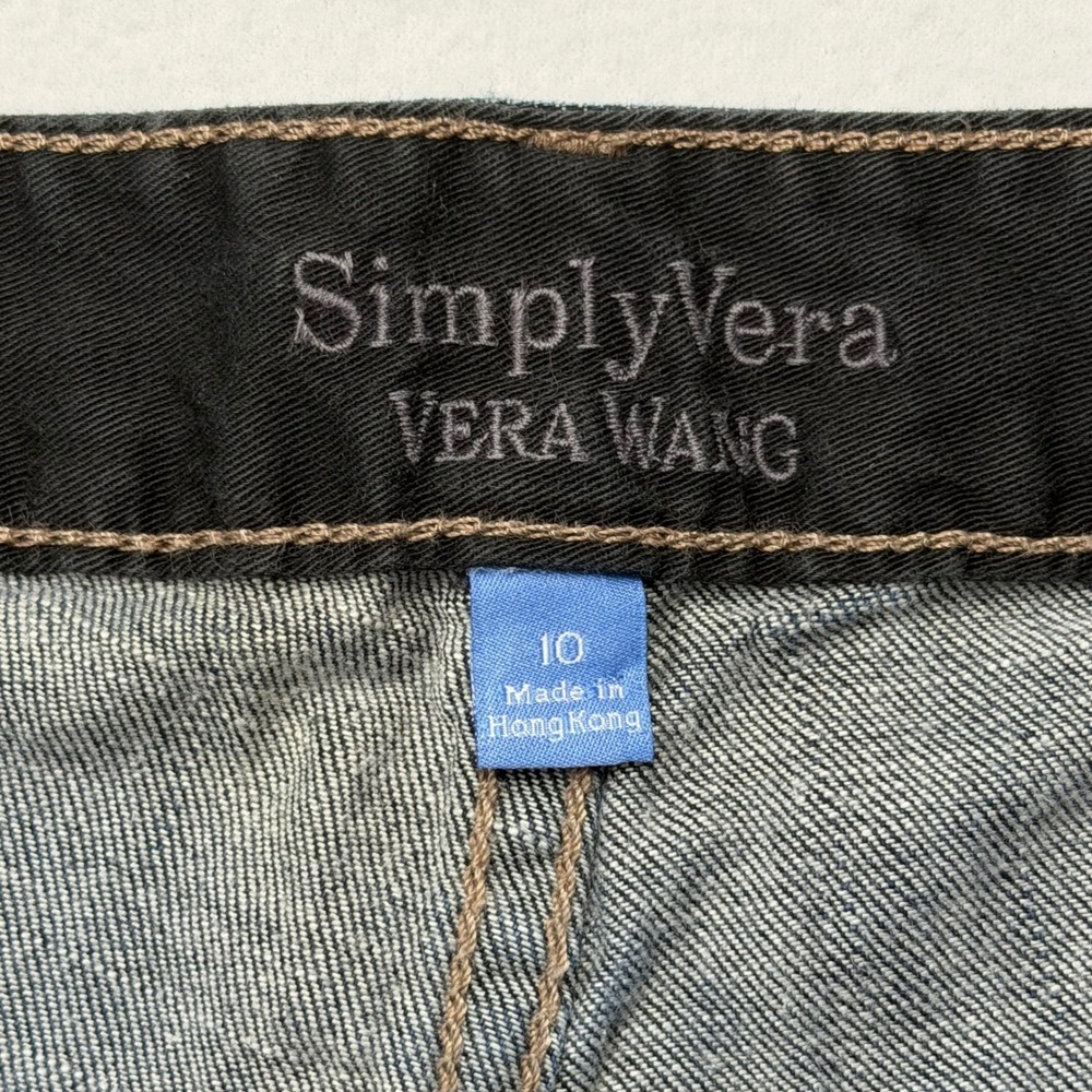 Simply Vera Vera Wang Straight Leg Jeans Dark Wash Blue Womens 10 - Picture 4 of 8